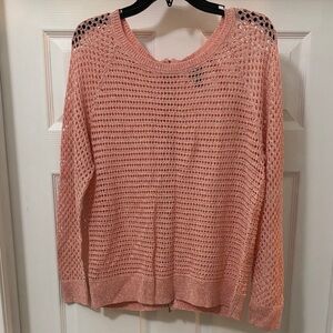 New York & Company Open-Knit Scoop Neck Sweater in Blush Pink
